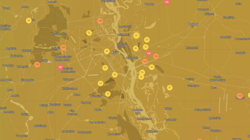 У Києві спостерігається значний рівень забруднення атмосфери.