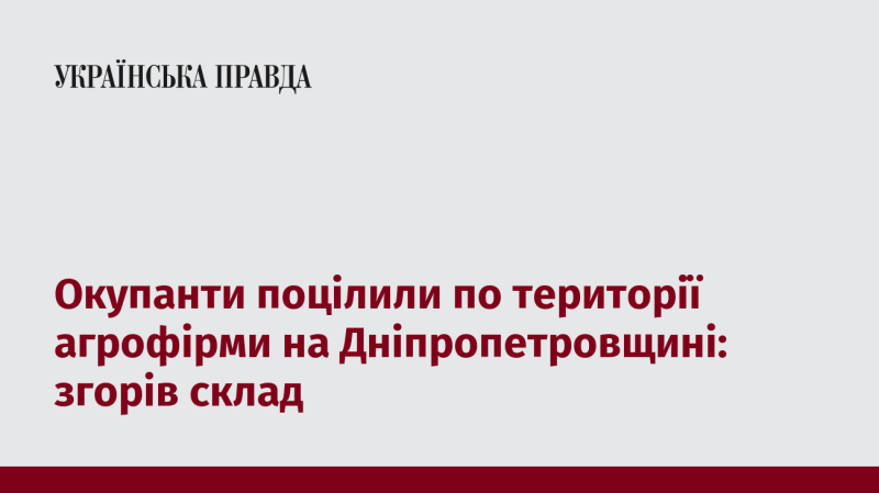 Окупантам вдалося влучити в територію агрофірми на Дніпропетровщині: знищено складське приміщення.