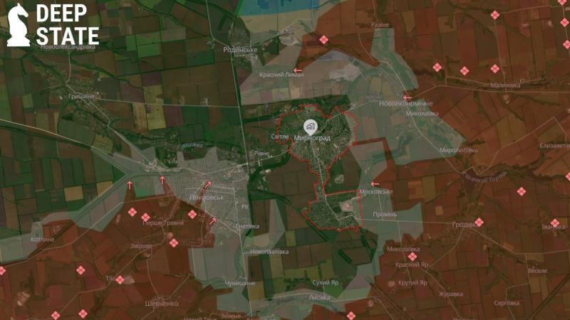 DeepState: Мирноград опинився під ризиком оперативного оточення.
