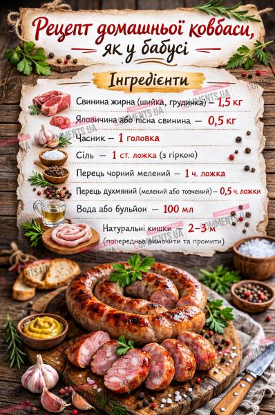 Унікальна домашня ковбаса за бабусиним рецептом: секрети приготування до Великодня (ІНФОГРАФІКА) | Коментарі України